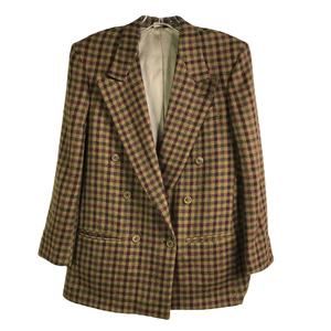 Allen Collins Blazer Womens 10 Brown Plaid Wool Old Money‎ Vintage Quiet Luxury